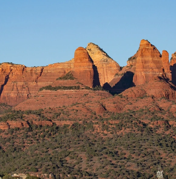 The Sedona red rock formation from a distant view.