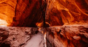 Incredible red rock walls inside of a canyon in Sedona.