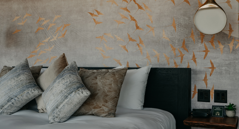 interior of Ambiente atrium with velvet pillows