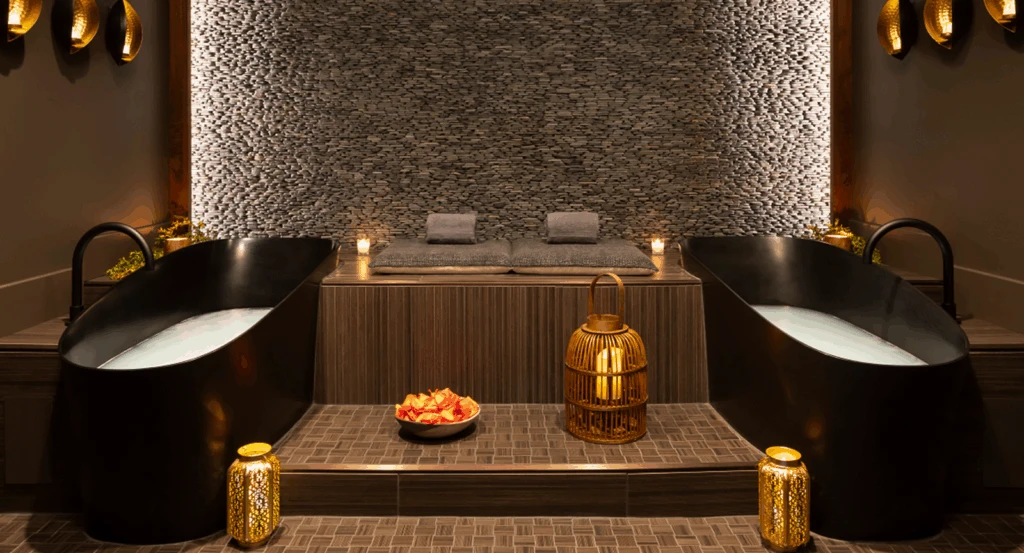 Two soaking baths at Velvet Spa, showcasing hotel sustainability in practice at Ambiente.