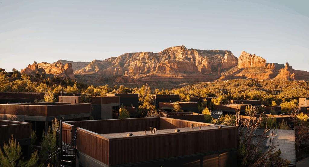 Panoramic view of the Sedona from the atrium rooftop at Ambiente.