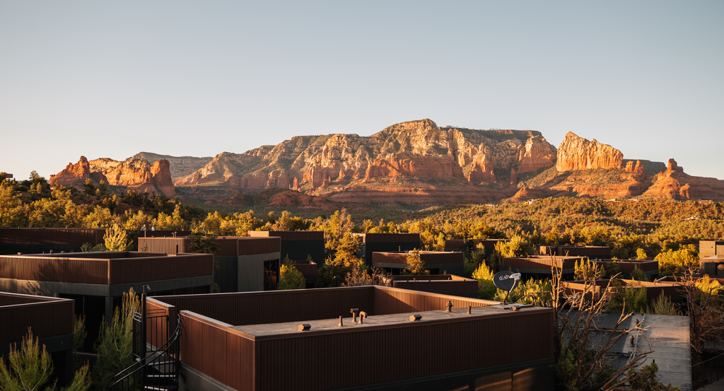 Rooftop views overlooking Sedona red rocks at Ambiente, one of the most romantic places to propose in Arizona